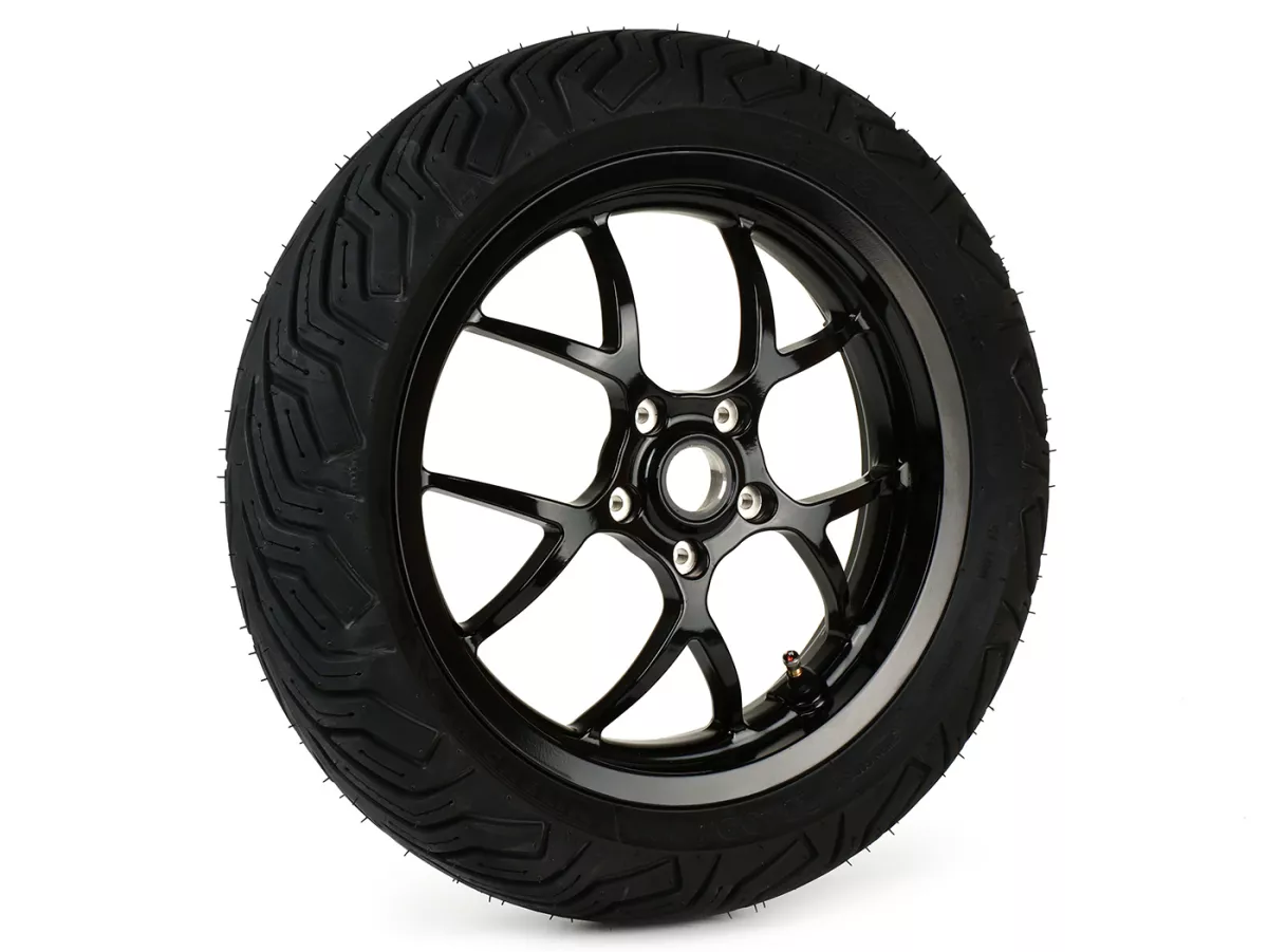 Komplett hjul -BGM PRO SPORT 13 tum- MICHELIN City Grip 2 140/60-13 - Vespa GTS, GTS Super, GTV, Sei Giorni, GT 60, GT, GT L 125-310ccm - glänsande svart