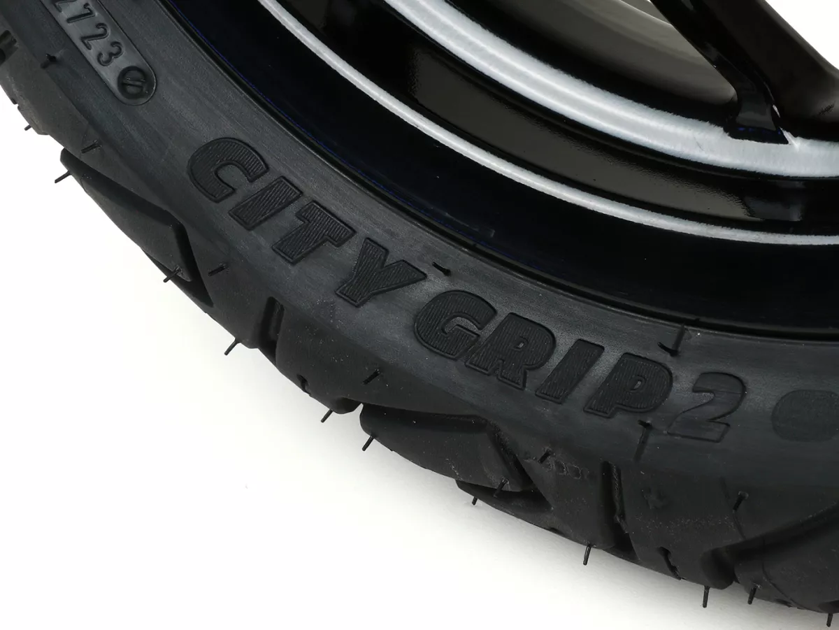 Komplett hjul -BGM PRO SPORT 13 tum- MICHELIN City Grip 2 140/60-13 - Vespa GTS, GTS Super, GTV, Sei Giorni, GT 60, GT, GT L 125-310ccm - glänsande svart