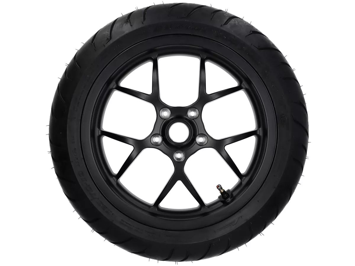 Komplett hjul -BGM PRO SPORT 13 tum- DUNLOP ScootSmart 120/70-13 - Vespa GTS, GTS Super, GTV, Sei Giorni, GT 60, GT, GT L 125-310cc - svart matt