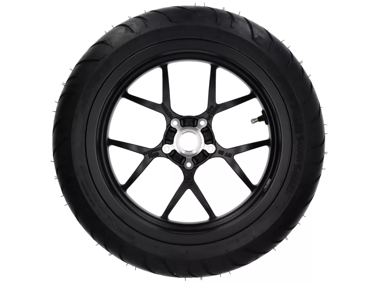 Komplett hjul -BGM PRO SPORT 13 tum- DUNLOP ScootSmart 120/70-13 - Vespa GTS, GTS Super, GTV, Sei Giorni, GT 60, GT, GT L 125-310cc - svart matt