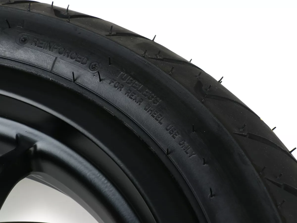 Komplett bakhjul -BGM PRO SPORT 13 tum- DUNLOP ScootSmart 2 130/70-13 - Vespa GTS, GTS Super, GTV, Sei Giorni, GT 60, GT, GT L 125-310cc - svart matt