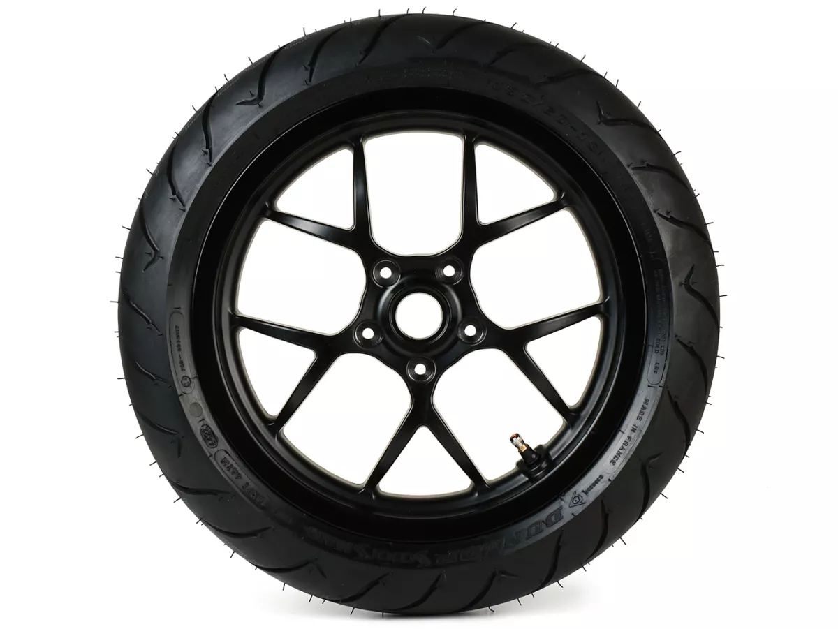 Llanta completa -BGM PRO SPORT 13 pulgadas- DUNLOP ScootSmart 130/60-13 - Vespa GTS, GTS Super, GTV, Sei Giorni, GT 60, GT, GT L 125-310cc - negro mate