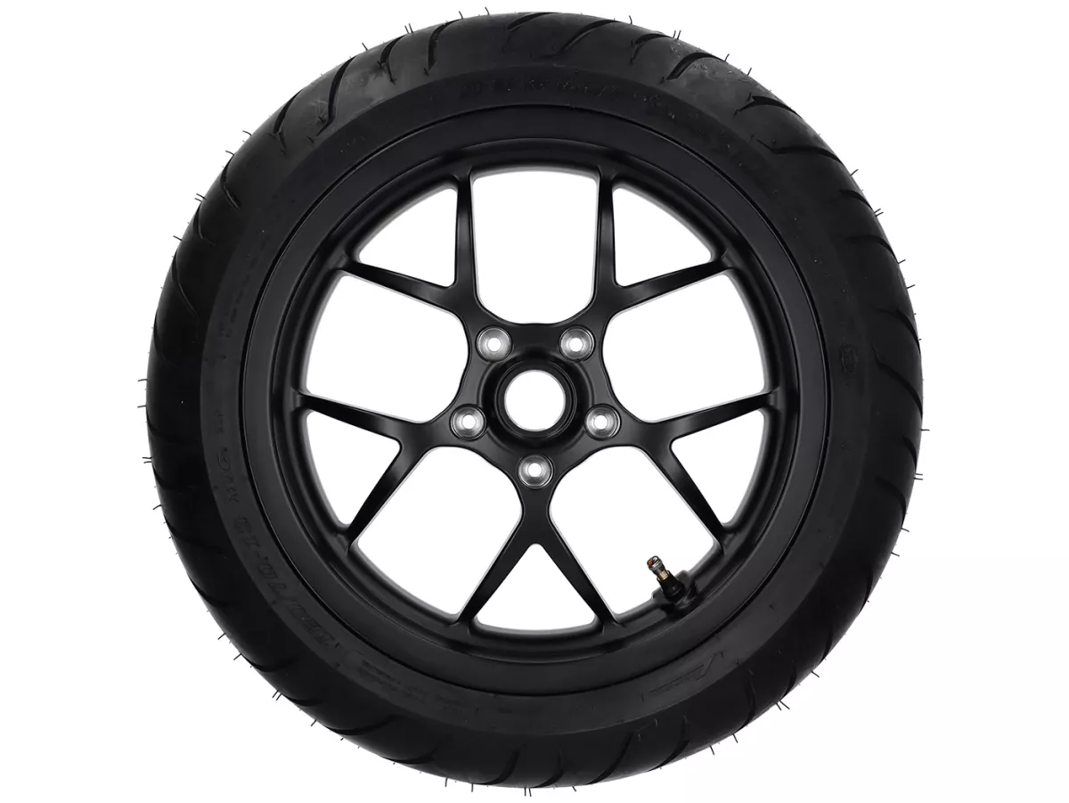 Complete wielset (voor+achter incl. montageset) -BGM PRO SPORT 13 inch- DUNLOP ScootSmart 120/70-13 + 130/70-13 - Vespa GTS, GTS Super, GTV, Sei Giorni, GT 60, GT, GT L 125-310cc - mat zwart