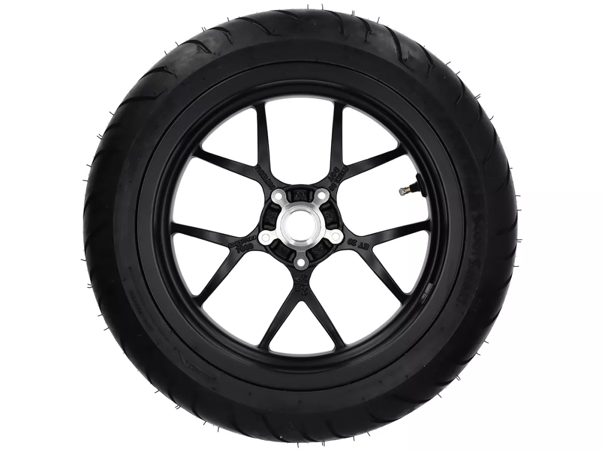 Complete wielset (voor+achter incl. montageset) -BGM PRO SPORT 13 inch- DUNLOP ScootSmart 120/70-13 + 130/70-13 - Vespa GTS, GTS Super, GTV, Sei Giorni, GT 60, GT, GT L 125-310cc - mat zwart