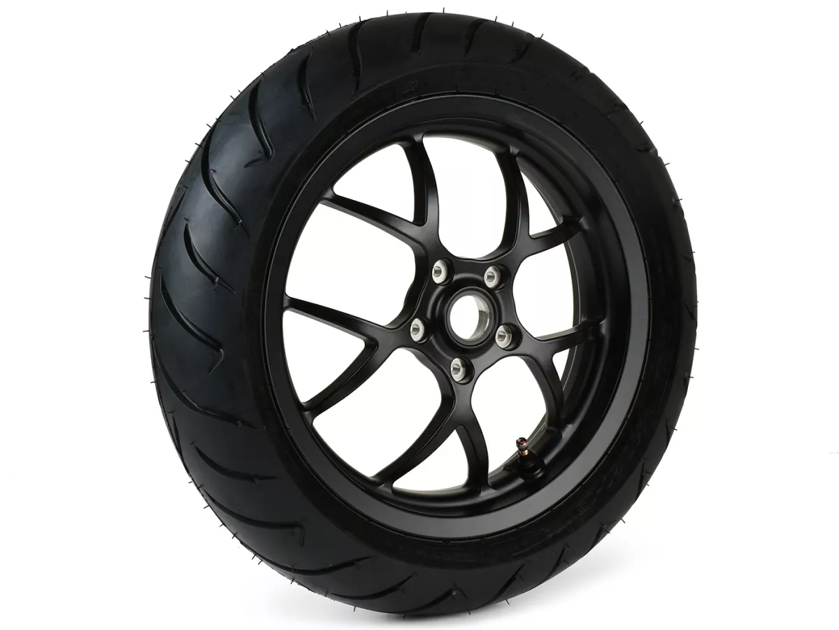 Juego completo de ruedas (delantera+trasera incl. juego de montaje) -BGM PRO SPORT 13 pulgadas- DUNLOP ScootSmart 130+140/60-13 - Vespa GTS, GTS Super, GTV, Sei Giorni, GT 60, GT, GT L 125-310ccm - negro mate