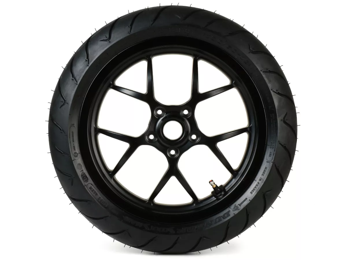 Juego completo de ruedas (delantera+trasera incl. juego de montaje) -BGM PRO SPORT 13 pulgadas- DUNLOP ScootSmart 130+140/60-13 - Vespa GTS, GTS Super, GTV, Sei Giorni, GT 60, GT, GT L 125-310ccm - negro mate