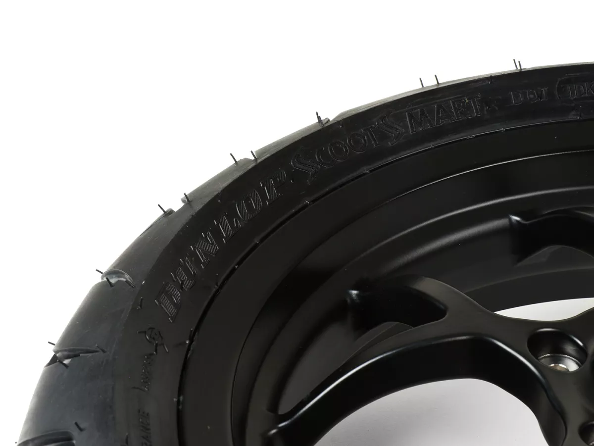 Juego completo de ruedas (delantera+trasera incl. juego de montaje) -BGM PRO SPORT 13 pulgadas- DUNLOP ScootSmart 130+140/60-13 - Vespa GTS, GTS Super, GTV, Sei Giorni, GT 60, GT, GT L 125-310ccm - negro mate