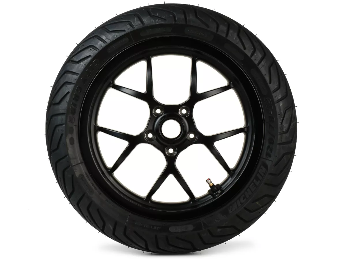 Complete wielset (voor+achter incl. montageset) -BGM PRO SPORT 13 inch- MICHELIN City Grip 2 120/70-13 + 130/70-13 - Vespa GTS, GTS Super, GTV, Sei Giorni, GT 60, GT, GT L 125-310cc - mat zwart
