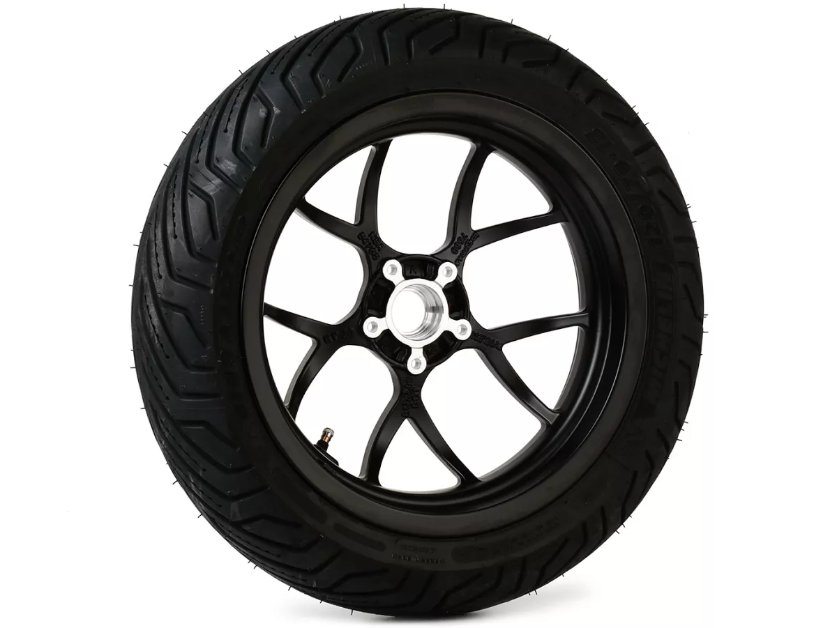 Complete wielset (voor+achter incl. montageset) -BGM PRO SPORT 13 inch- MICHELIN City Grip 2 120/70-13 + 130/70-13 - Vespa GTS, GTS Super, GTV, Sei Giorni, GT 60, GT, GT L 125-310cc - mat zwart