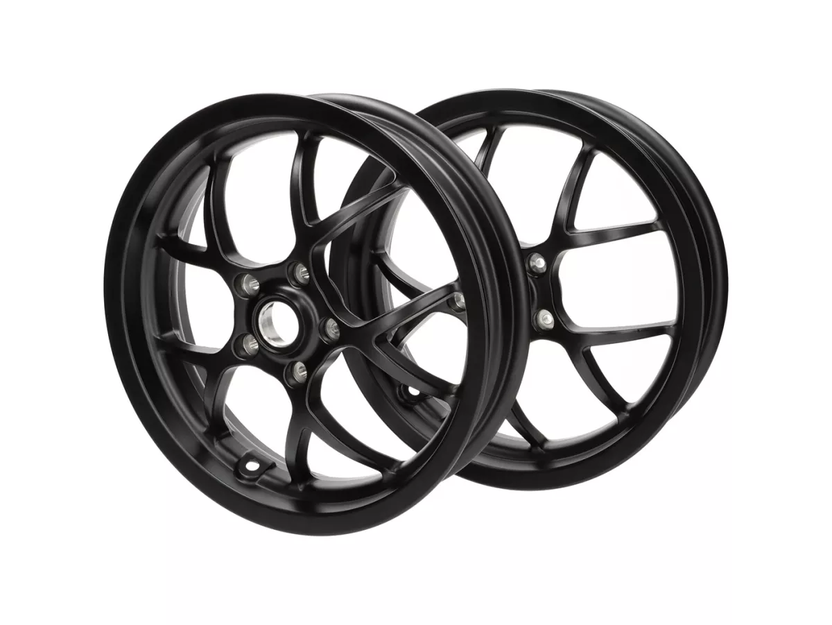Wielset (voor+achter incl. montagesets) -BGM PRO SPORT - 3.00-13 inch - Vespa GTS, GTS Super, GTV, Sei Giorni, GT 60, GT, GT L 125-310cc - matzwart