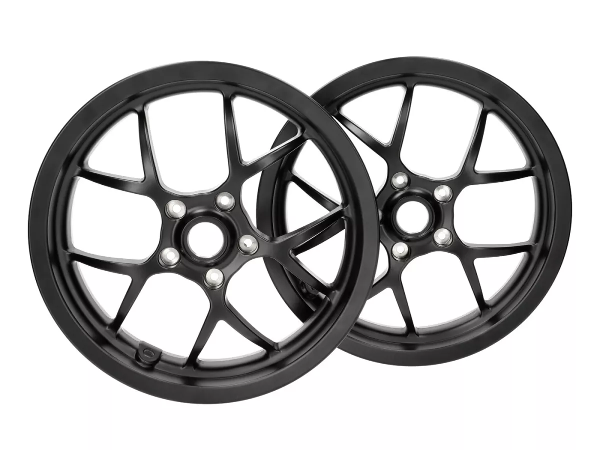 Wielset (voor+achter incl. montagesets) -BGM PRO SPORT - 3.00-13 inch - Vespa GTS, GTS Super, GTV, Sei Giorni, GT 60, GT, GT L 125-310cc - matzwart