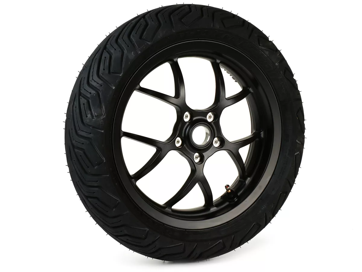 Rueda delantera completa -BGM PRO SPORT 13 pulgadas- MICHELIN City Grip 2 130/60-13 - Vespa GTS, GTS Super, GTV, Sei Giorni, GT 60, GT, GT L 125-310cc - negro mate