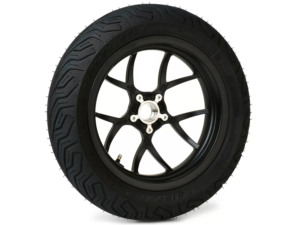 Compleet achterwiel -BGM PRO SPORT 13 inch- MICHELIN City Grip 2 130/70-13 - Vespa GTS, GTS Super, GTV, Sei Giorni, GT 60, GT, GT L 125-310cc - matzwart