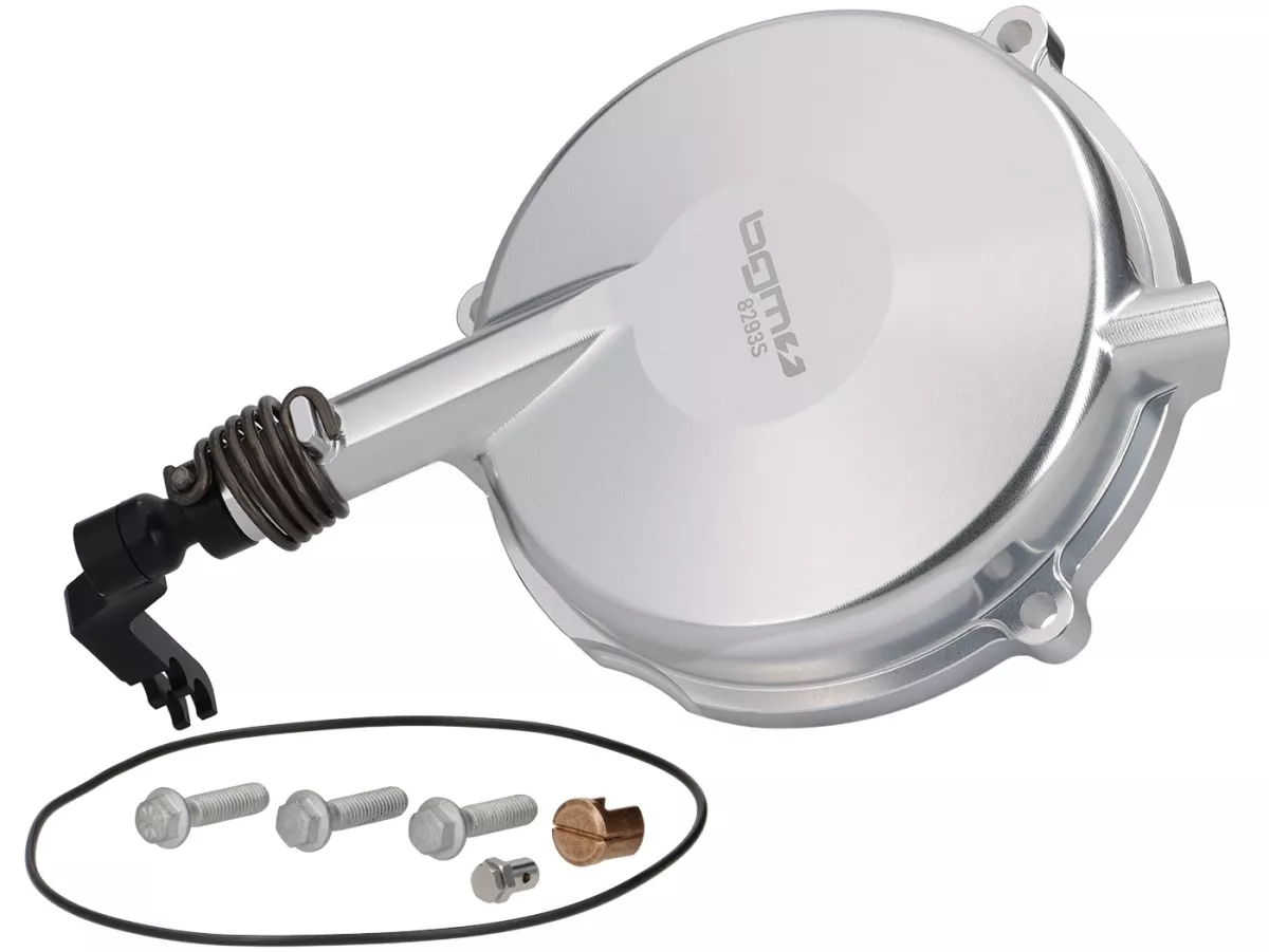 Tapa de embrague completa -BGM Pro Superstrong CNC Vespa Largeframe (1958-1962)- Conversión a embrague tipo PX para Vespa VBA1T, VBB1T, VNA2T, VNB1T-VNB3T, VGLA1T, VGLB1T, plata