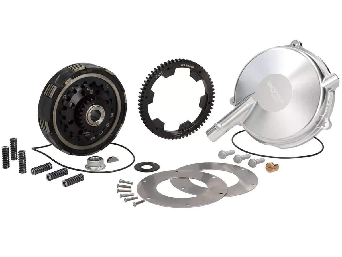 Clutch incl. conversion clutch cover and primary drive set -BGM Pro Superstrong 2.0 CR80 Ultralube SPORT Alu, type Cosa2/FL - primary gear 63 tooth (straight) - Vespa Largeframe VNA, VNB1T (-M68988), VBA (-M124018), VBB1T (-M9224), VGLA, VGLB, VNC (-01100