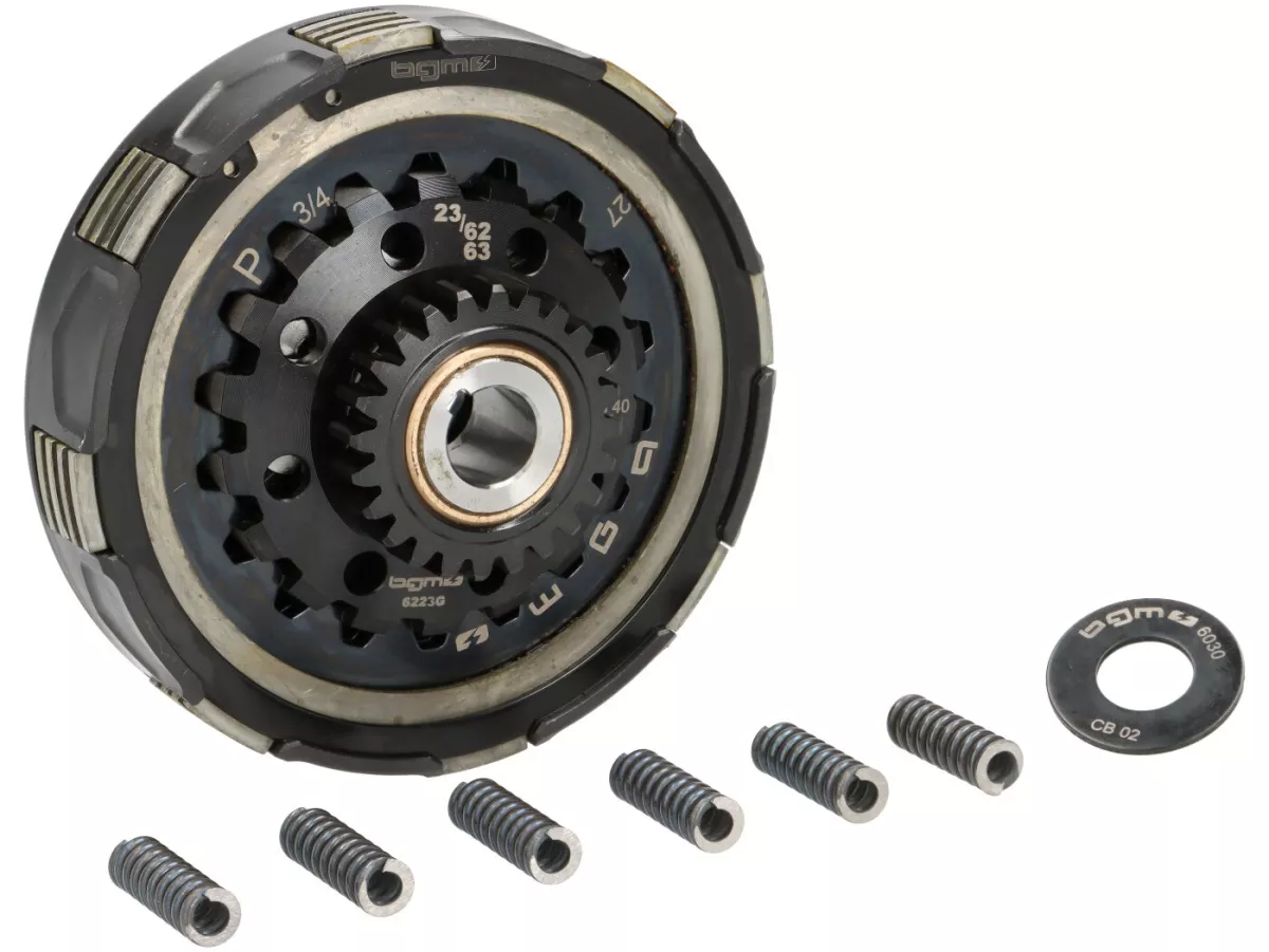 Clutch incl. conversion clutch cover and primary drive set -BGM Pro Superstrong 2.0 CR80 Ultralube SPORT Alu, type Cosa2/FL - primary gear 63 tooth (straight) - Vespa Largeframe VNA, VNB1T (-M68988), VBA (-M124018), VBB1T (-M9224), VGLA, VGLB, VNC (-01100