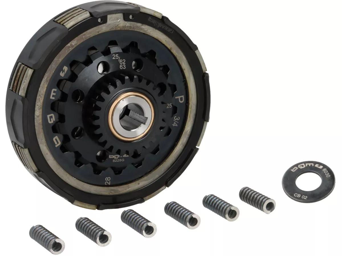 Clutch incl. conversion clutch cover and primary drive set -BGM Pro Superstrong 2.0 CR80 Ultralube SPORT Alu, type Cosa2/FL - primary gear BGM Pro 63 tooth (straight) - Vespa Largeframe VNA, VNB1T (-M68988), VBA (-M124018), VBB1T (-M9224), VGLA, VGLB, VNC