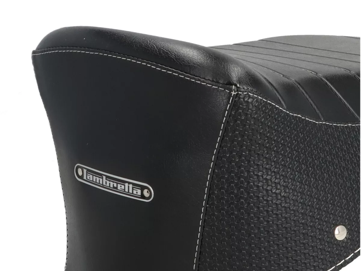 Coprisella -BGM PRO- Lambretta GP 200 elettronica - Nero vintage con cuciture bianche