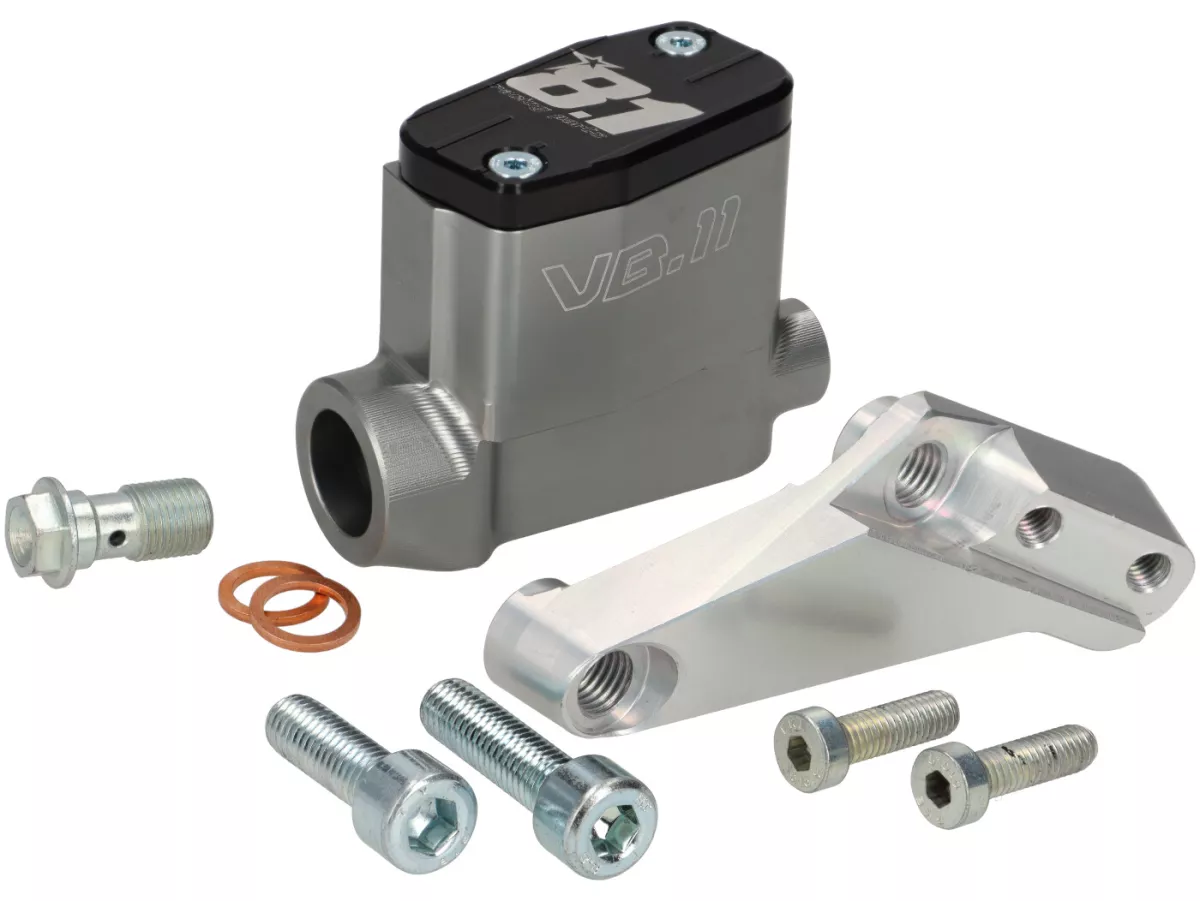 Rempomp voor -8.1 OTTOPUNTOUNO- zuiger Ø=11mm, CNC - Vespa V50 Speciaal, V50 Elestart- rechts, zilver