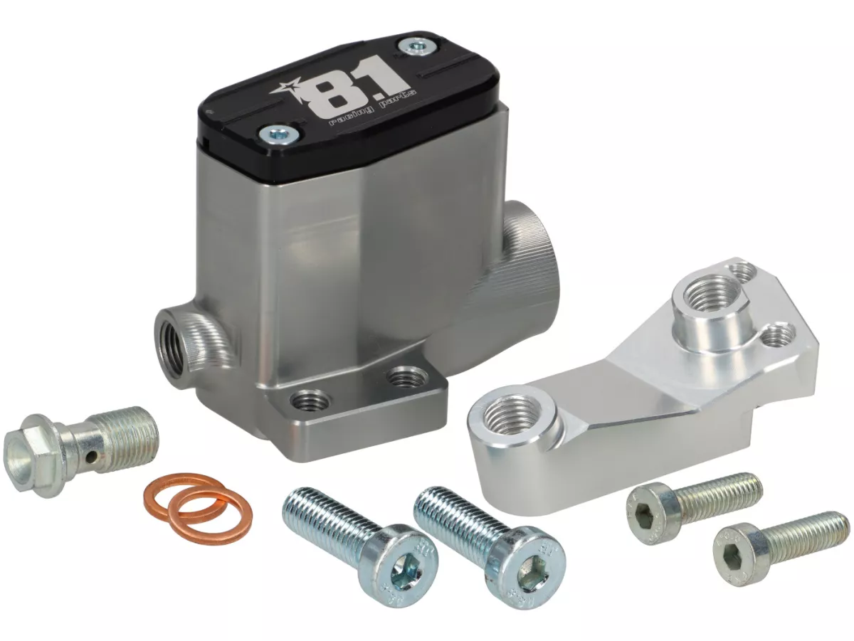 Maître de cylindre de frein (avant) -8.1 OTTOPUNTOUNO- piston Ø=11mm, CNC - Vespa​ PV, ​ET3, ​GT, ​GTR, ​Super, ​TS, Sprint, SS180, ​Rally- droit, argenté