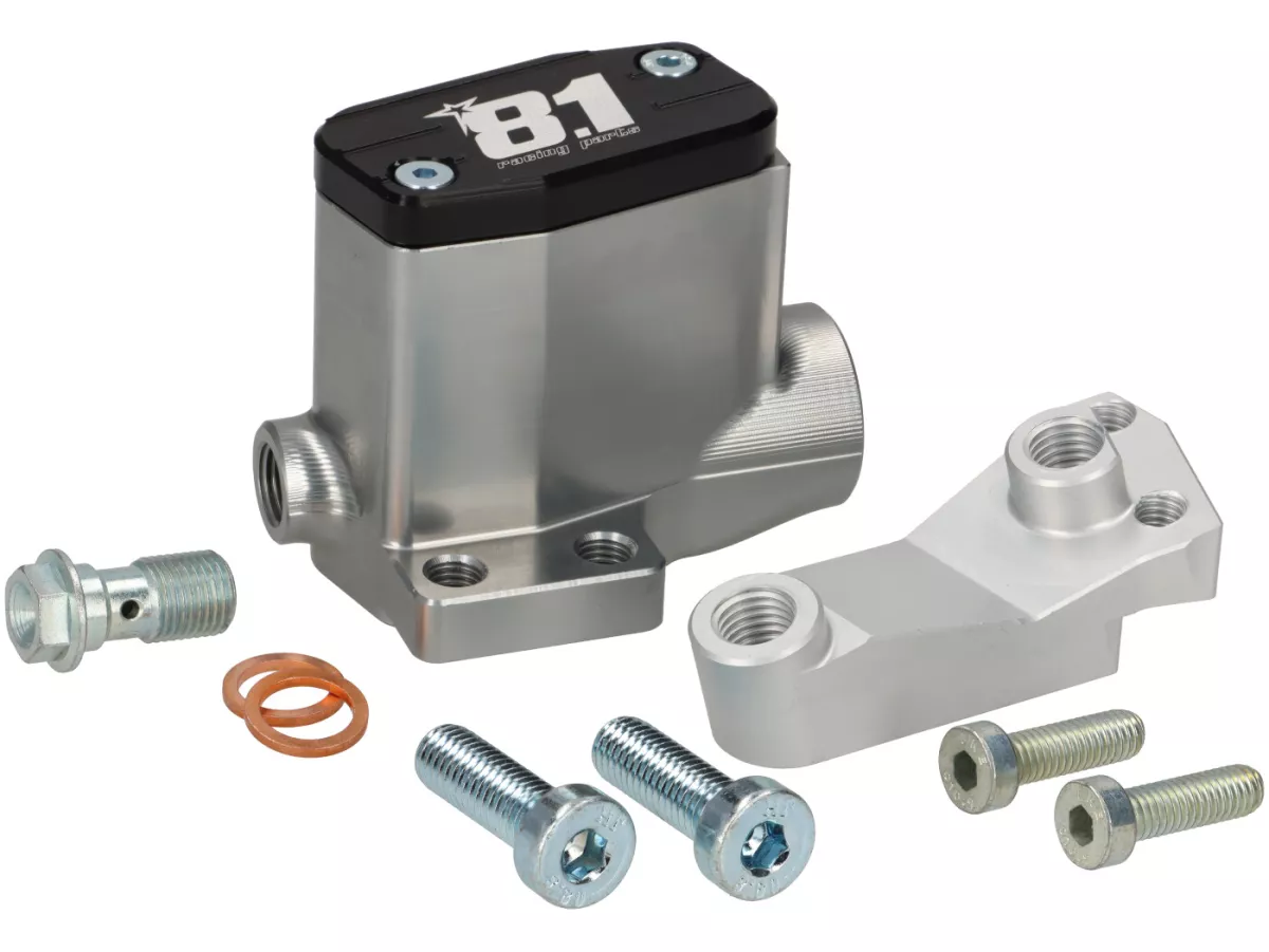 Pompa rem depan -8.1 OTTOPUNTOUNO- piston Ø = 11mm, CNC - Vespa PV, ET3, GT, GTR, Super, TS, Sprint, SS180, Rally- kanan, hitam