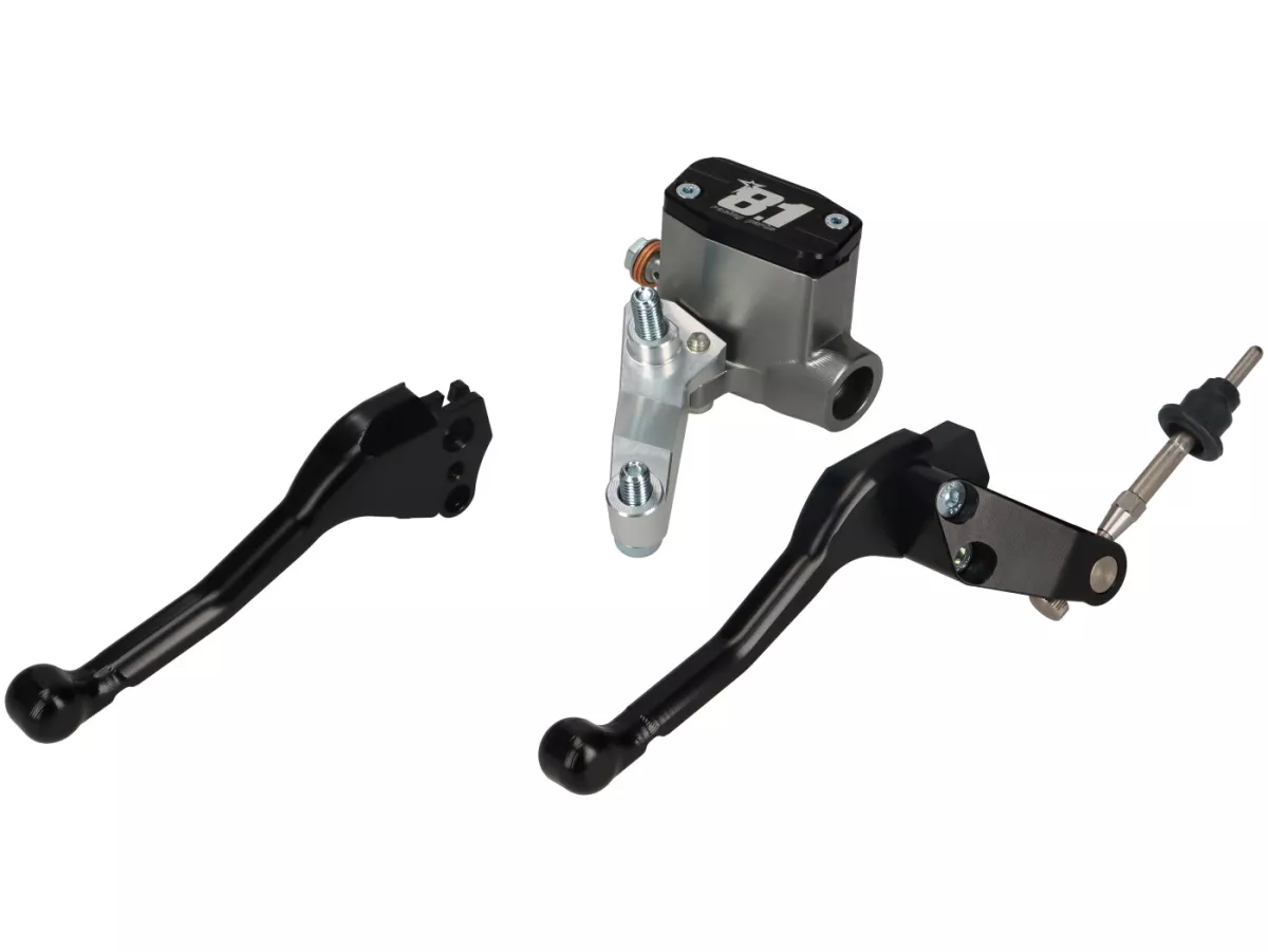 Rempomp voor -8.1 OTTOPUNTOUNO- zuiger Ø=11mm, CNC - Vespa 50N, 50L, 50R - kleine ronde koplamp (Ø105mm)- rechts, zwart