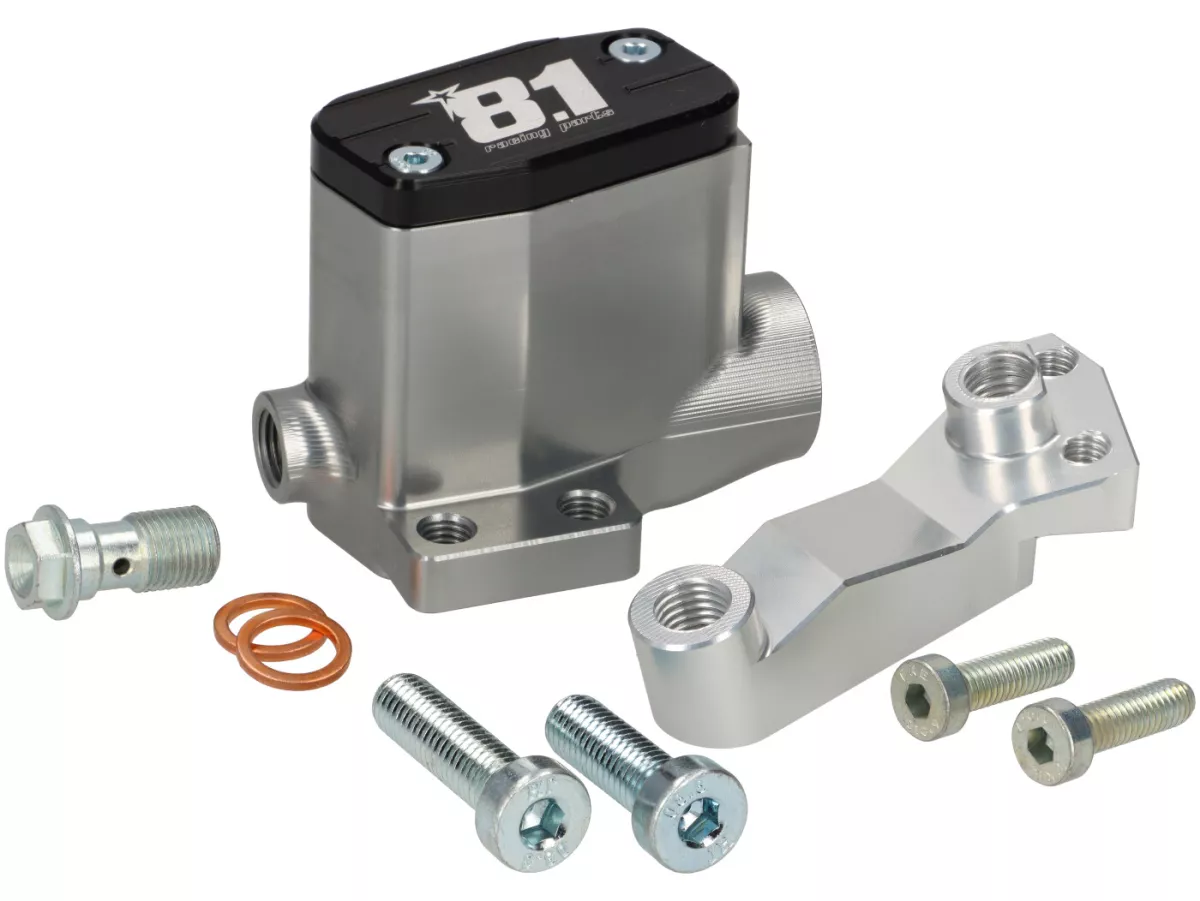Rempomp voor -8.1 OTTOPUNTOUNO- zuiger Ø=11mm, CNC - Vespa 50N, 50L, 50R - kleine ronde koplamp (Ø105mm)- rechts, zilver