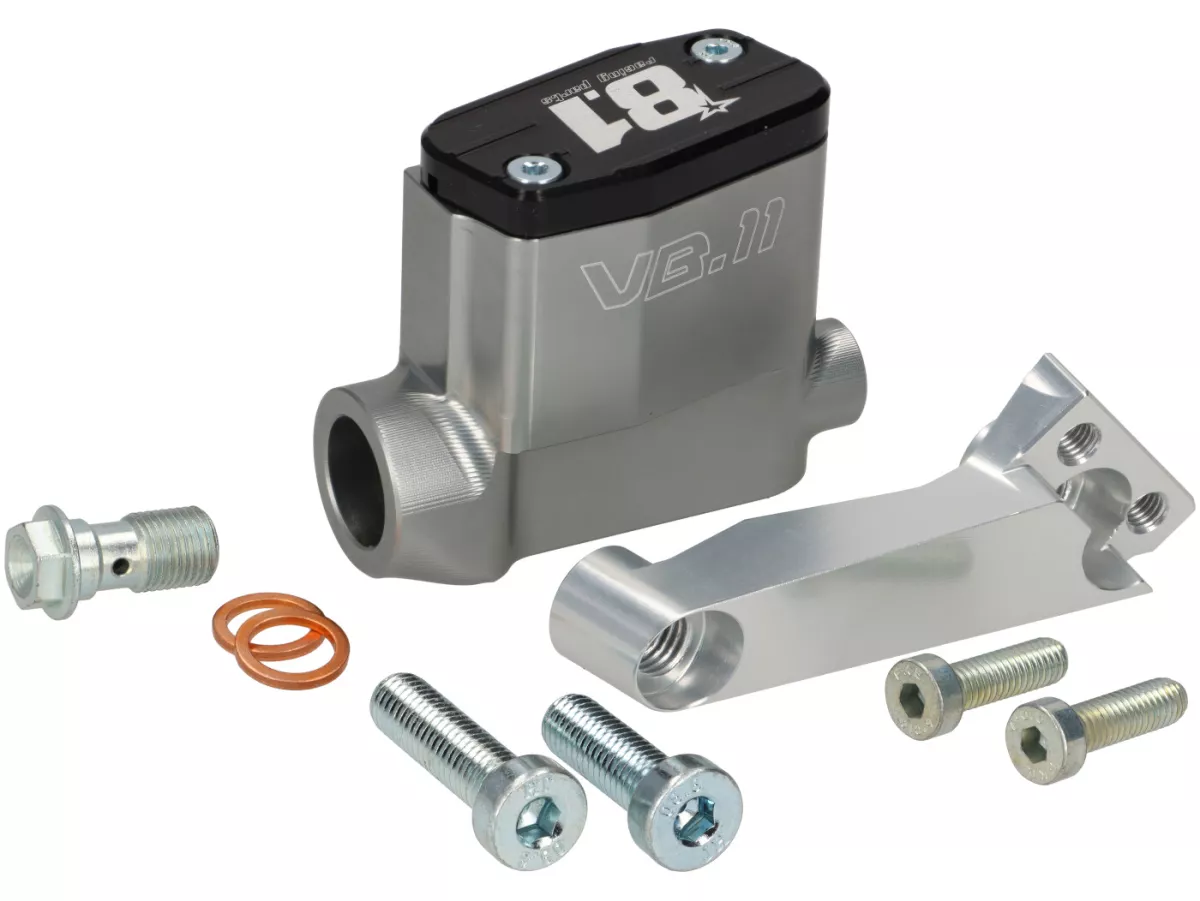 Rempomp voor -8.1 OTTOPUNTOUNO- zuiger Ø=11mm, CNC - Vespa 50N, 50L, 50R - kleine ronde koplamp (Ø105mm)- rechts, zilver