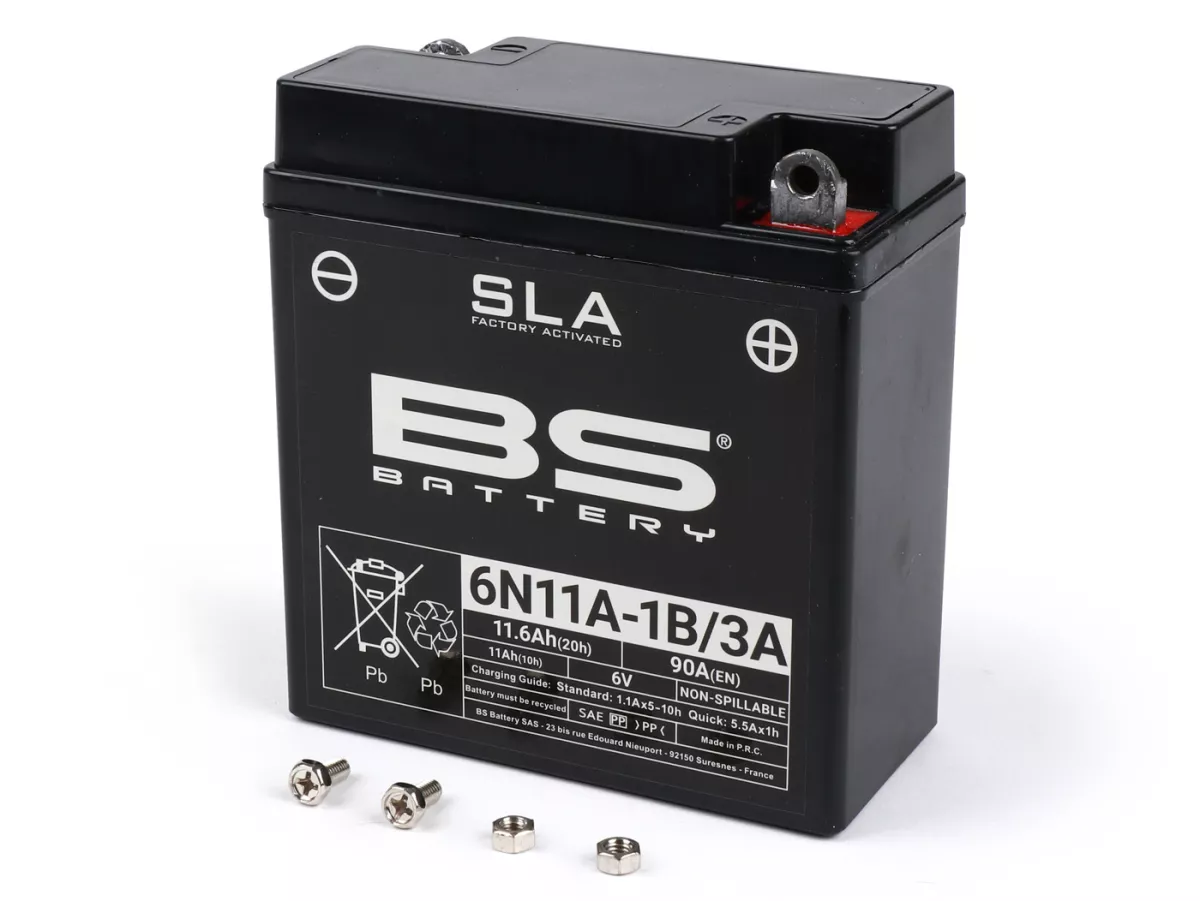 Batería (SLA/Gel), sin mantenimiento -BS BATTERY 6N11A-1B- 6V, 11Ah - 122x62x132mm