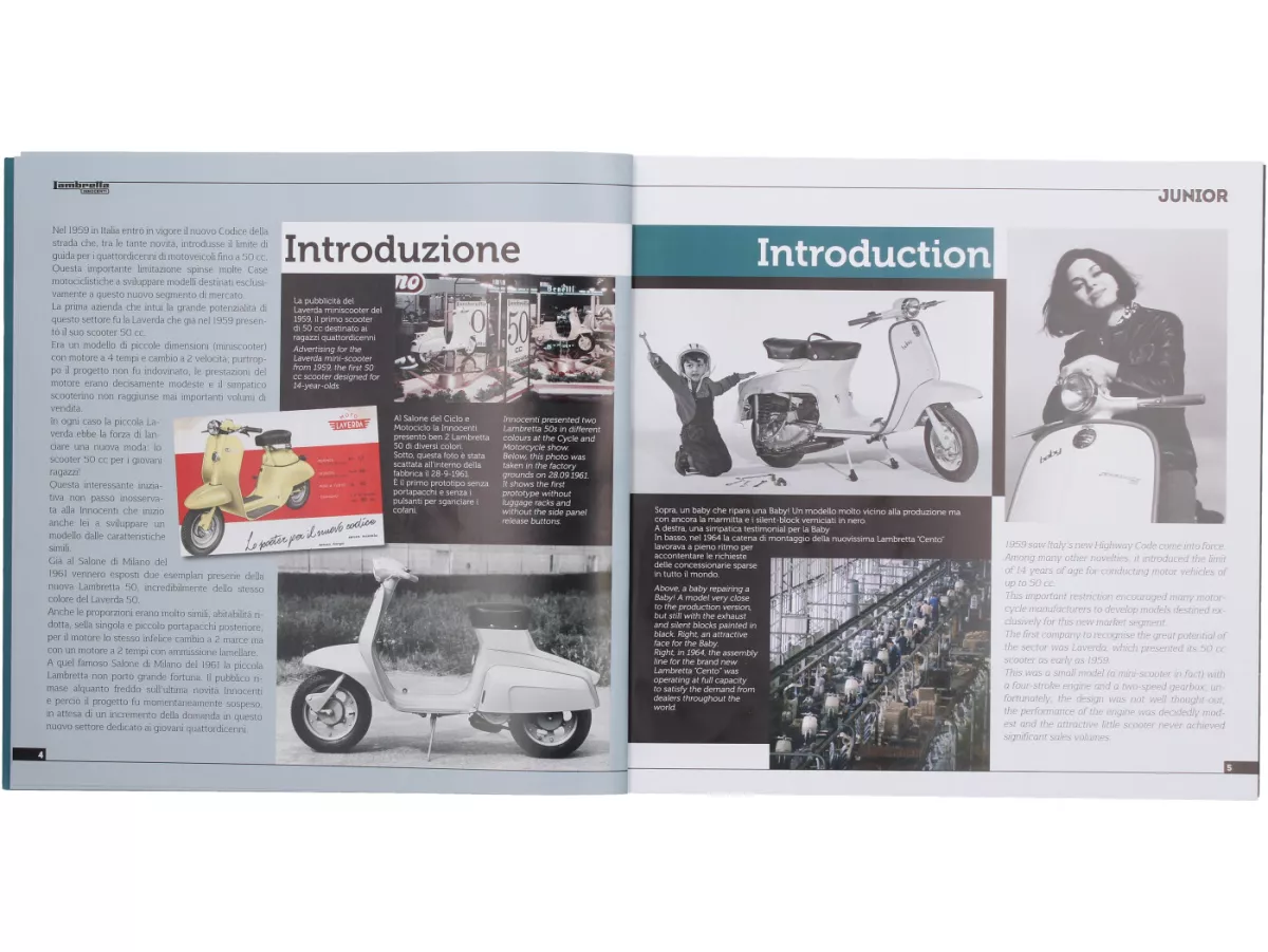 Livre -Lambretta Junior J50, J100, J125, history, models and documentation- de Vittorio Tessera (italien, anglais, 120 pages, en couleur)