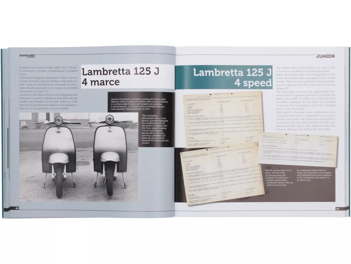 Livre -Lambretta Junior J50, J100, J125, history, models and documentation- de Vittorio Tessera (italien, anglais, 120 pages, en couleur)