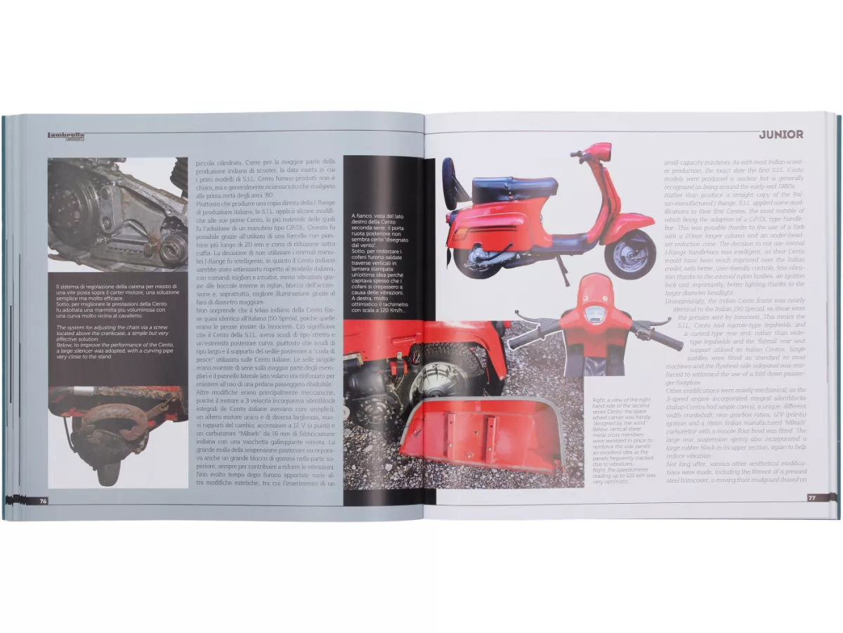 Livre -Lambretta Junior J50, J100, J125, history, models and documentation- de Vittorio Tessera (italien, anglais, 120 pages, en couleur)