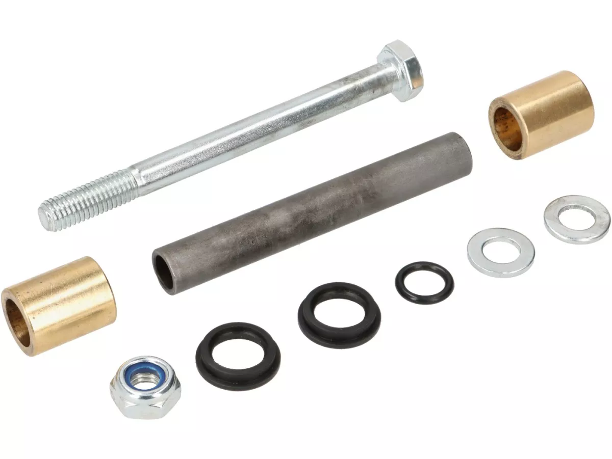 Swingarm boutenset incl. moer en bussen voor swingarm lager -DMP- voor Piaggio Bravo, Gilera Citta - 12cm
