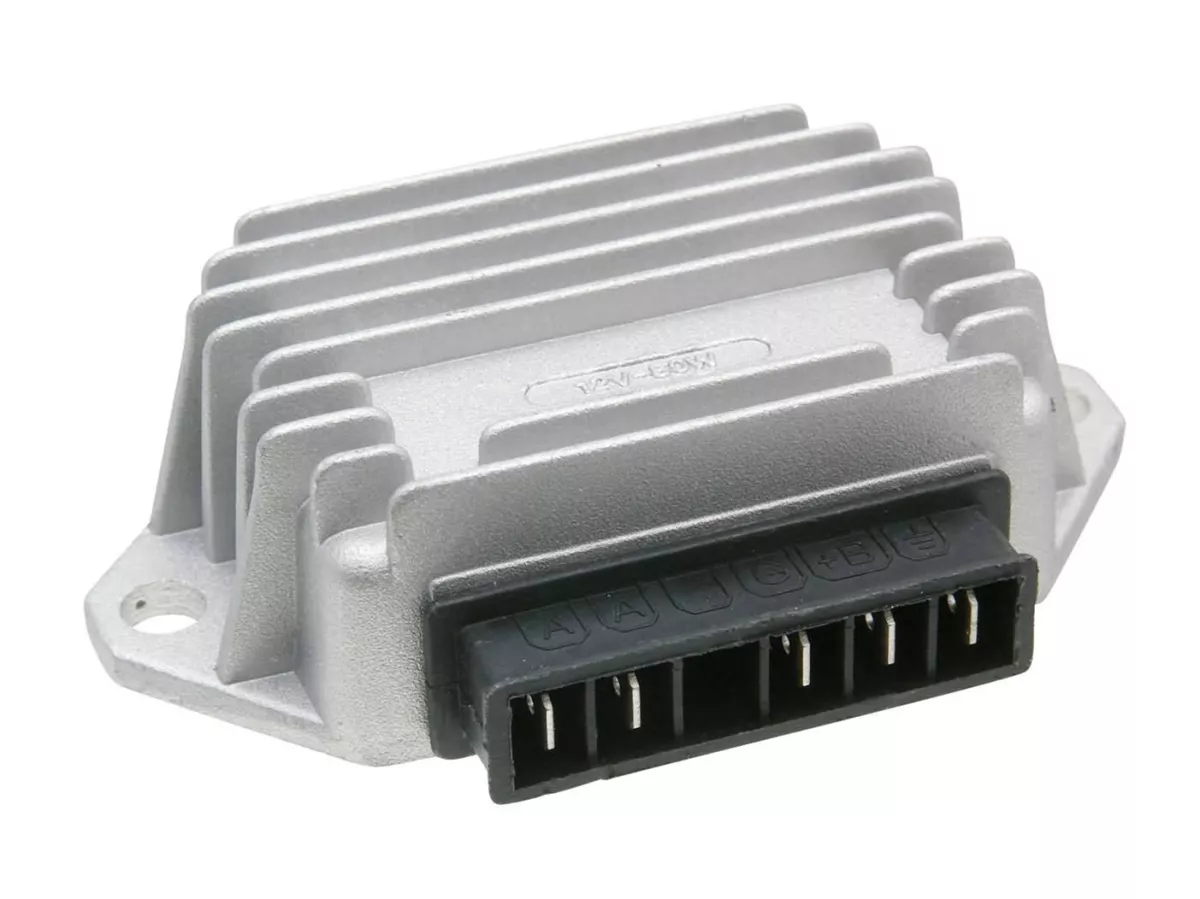 Regulador de tensión -101 OCTANE 5 polos 12V (A-A-G-B+-tierra)- Vespa PX (-1984), PX Elestart (hasta el año 1997), ET4 125 ccm (ZAPM04000 hasta el año 1999), Piaggio 50 ccm 2 tiempos (hasta el año 1999), Sfera 125 ccm 4 tiempos (ZAPM01000)