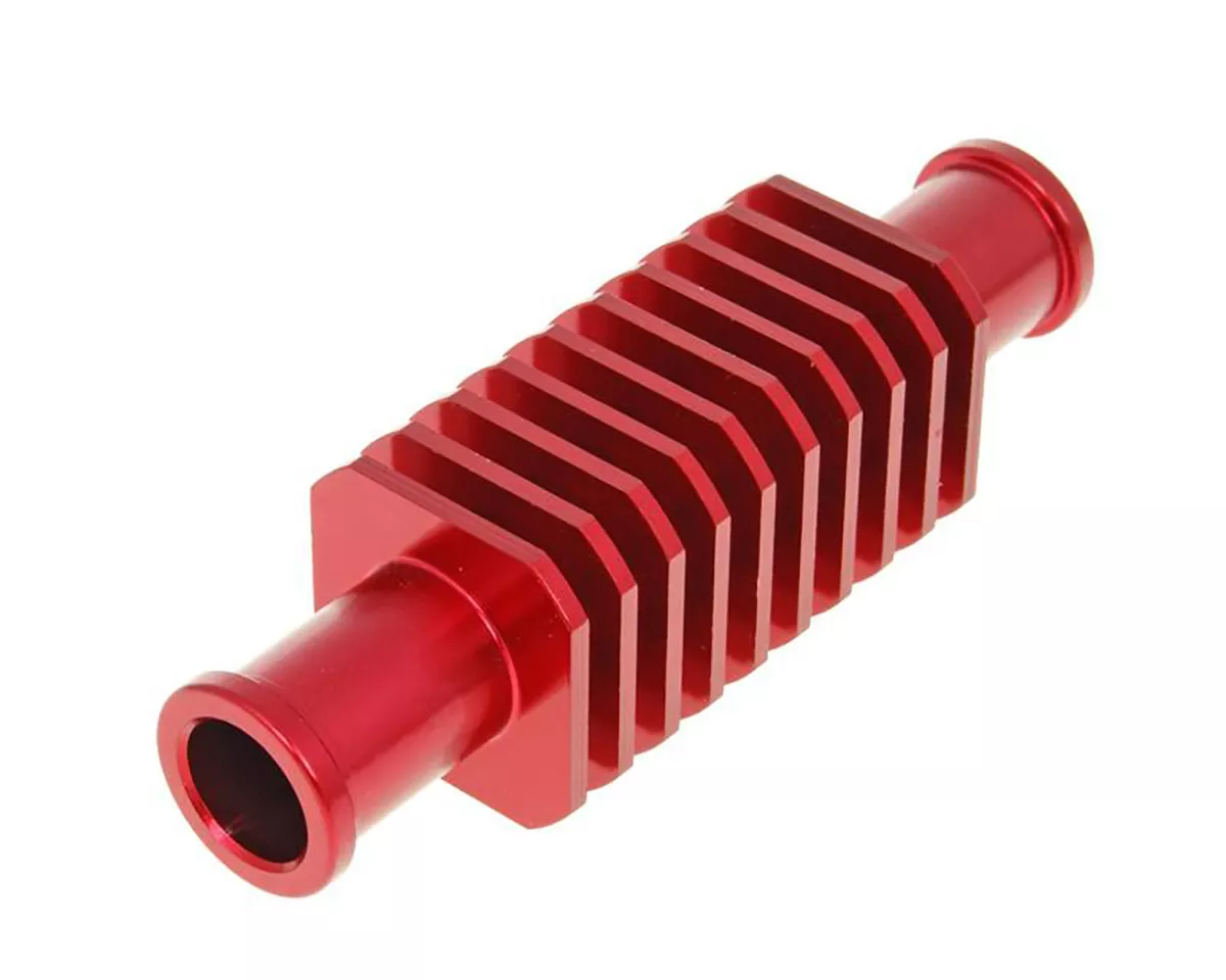 Refroidisseur à flux / mini refroidisseur -101 OCTANE- en aluminium rouge (30x103mm) Raccord de tuyau de 17mm