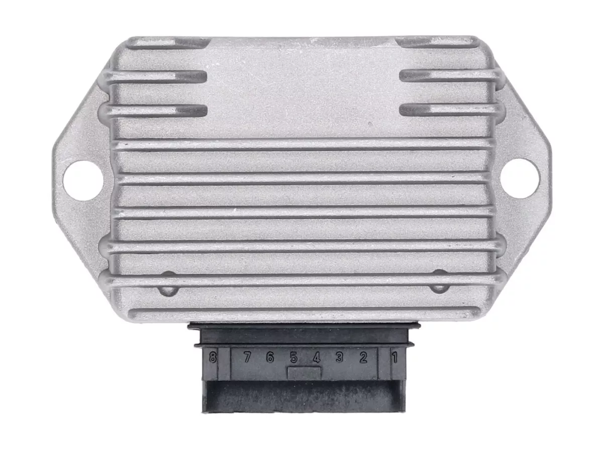 Régulateur / redresseur 8 broches avec relais de clignotants -101 OCTANE- pour Aprilia, Derbi, Gilera, Piaggio, Vespa