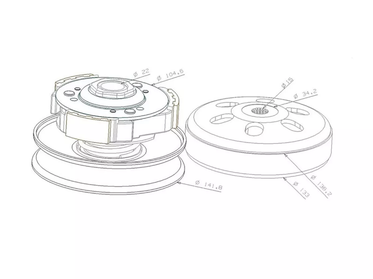 Kit convertidor con campana de embrague para Kymco Agility, Super 8, Movie, Like, DJ