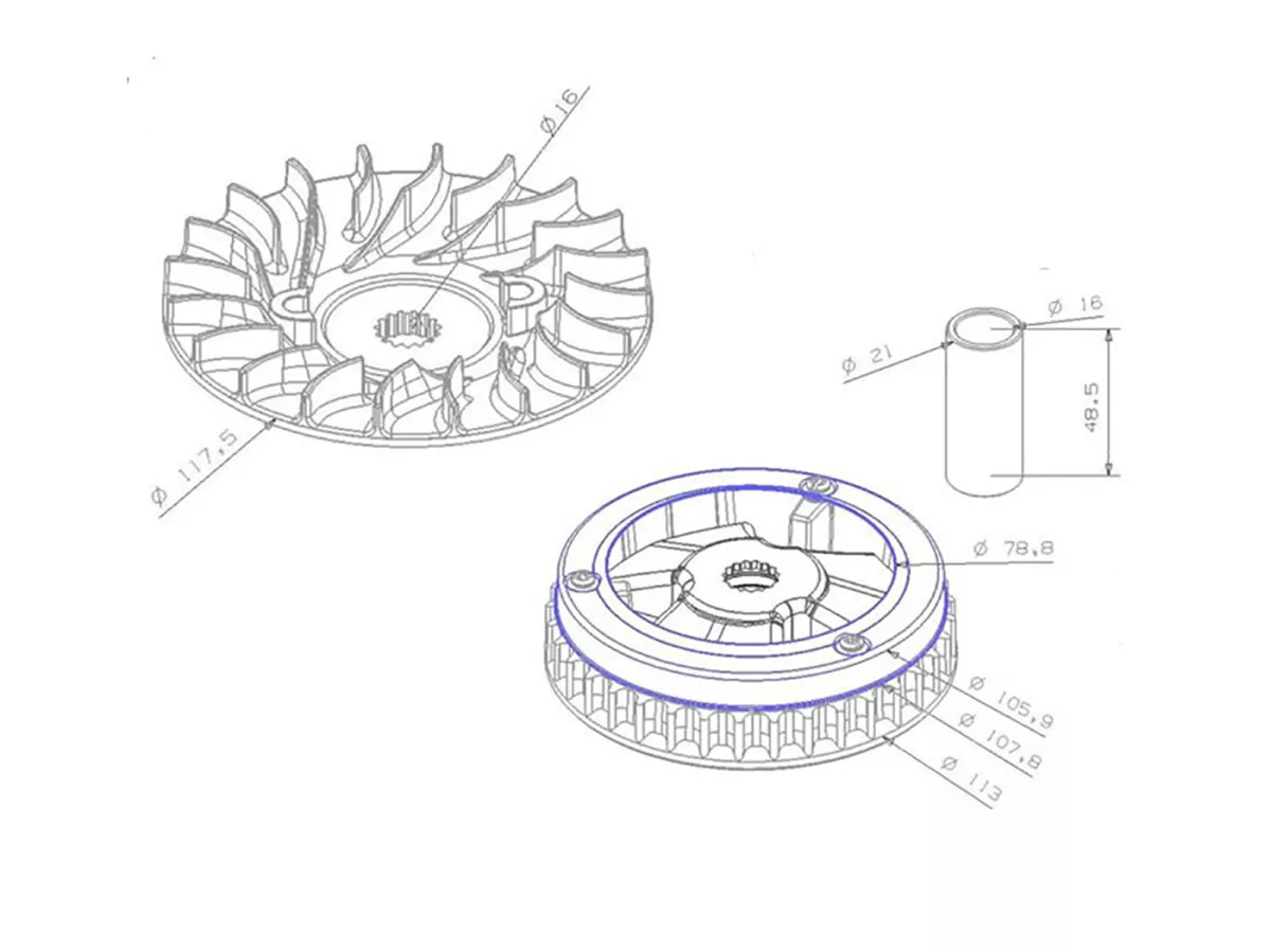 Variador con polea de correa trapezoidal -101 OCTANE- para Yamaha X-Max, Majesty, Teos, Maxter MBK Skyliner, Doodo 125cc