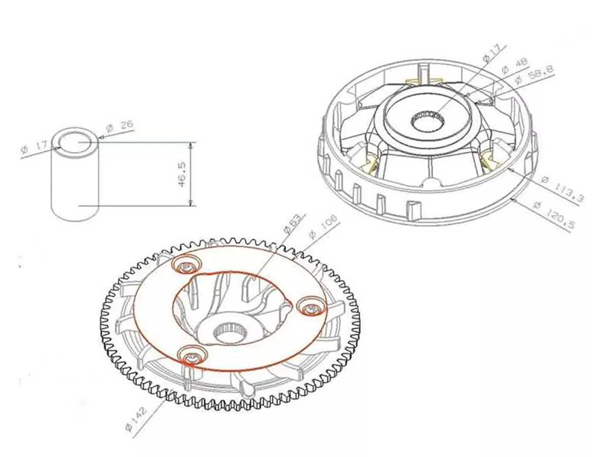 variator kit / vario kit -101 OCTANE- for Piaggio 125-150cc (Leader)