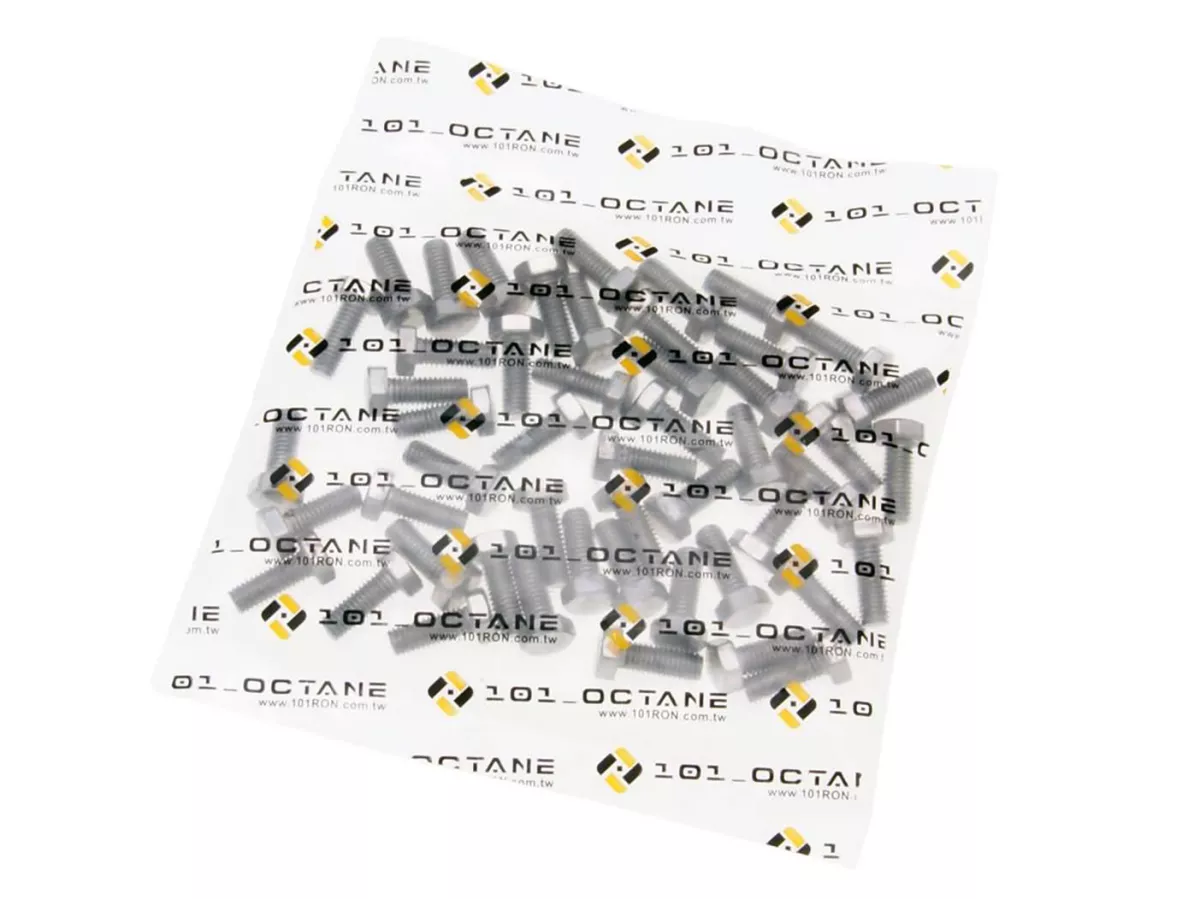 Vis hexagonales -101 OCTANE- DIN933 M6x16 à filetage complet en acier inoxydable A2 (50 pièces)