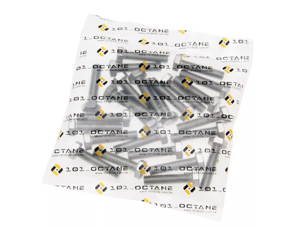 Sekrup kepala segi enam -101 OCTANE- DIN933 M8x35 M8x35 baja tahan karat berulir penuh A2 (25 buah)