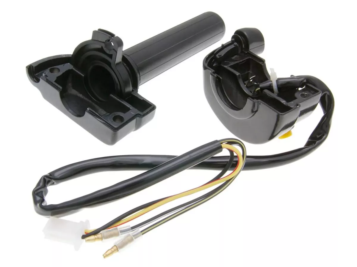 Puño de gas con interruptor de luz y botón de arranque negro -101 OCTANE- universal