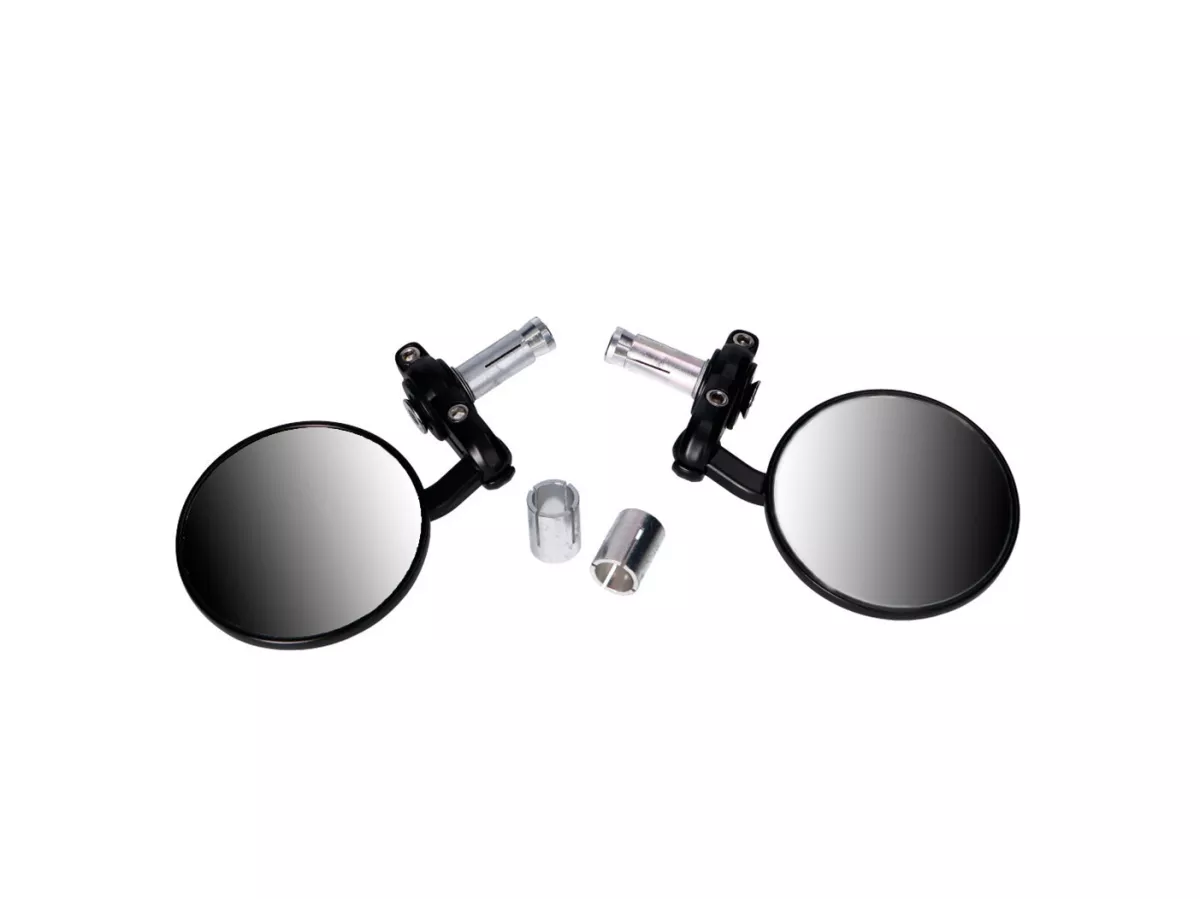 Rétroviseurs de guidon en aluminium CNC -101 OCTANE- noir rond