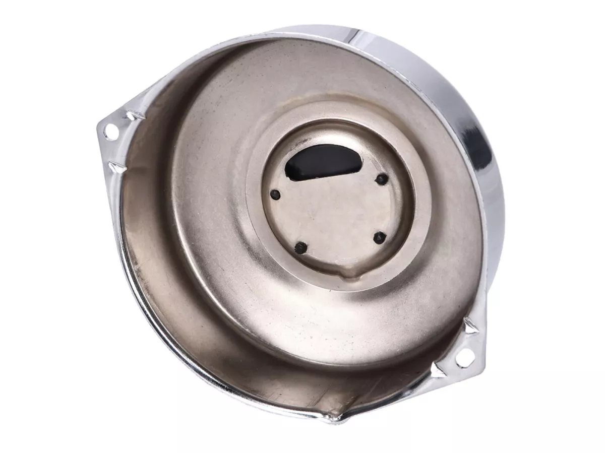 Lichtmaschinendeckel / Zündungsdeckel verchromt, schwarzes Puch-Logo  -101 OCTANE- für Puch Maxi, X30