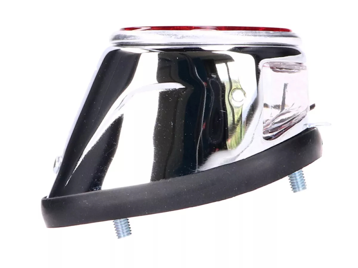 Luz trasera ciclomotor oval cromada universal -101 OCTANE- para Puch MS, MV, Maxi, Kreidler, Zündapp