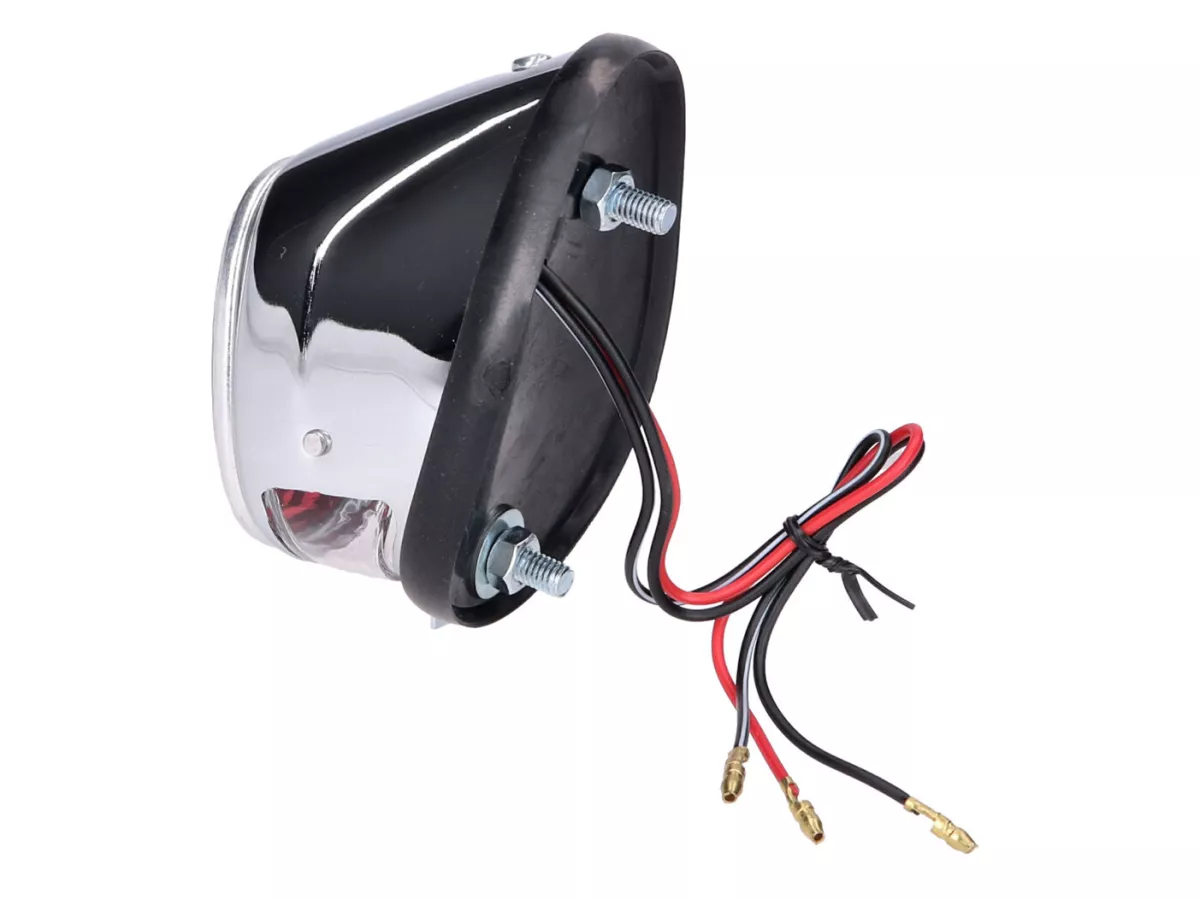 Luz trasera ciclomotor oval cromada universal -101 OCTANE- para Puch MS, MV, Maxi, Kreidler, Zündapp