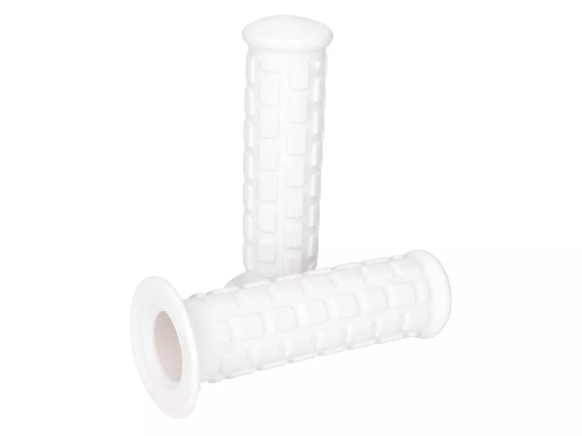Handtagsuppsättning -101 OCTANE- kort blockmönster vit för automatisk moped (22, 24mm)