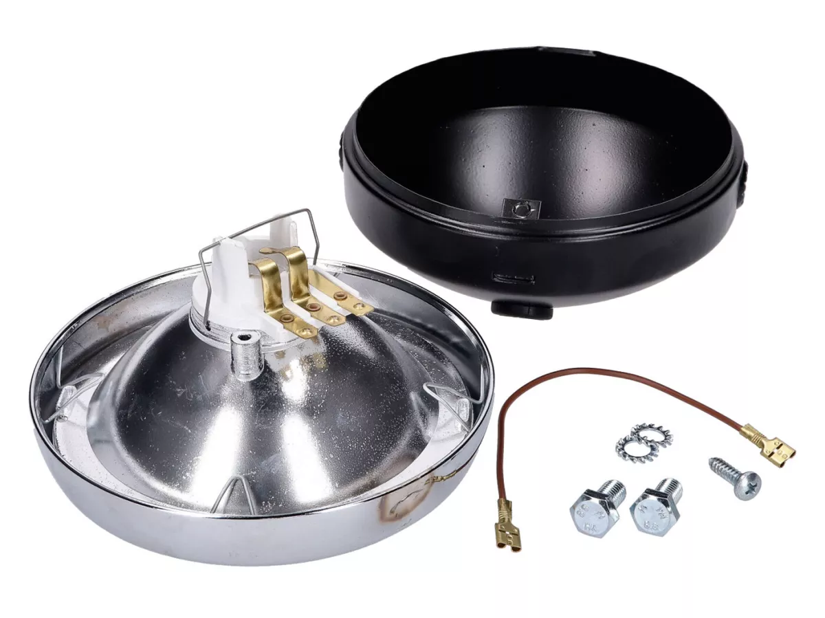 headlight assy round black universal 145mm -101 OCTANE- for moped