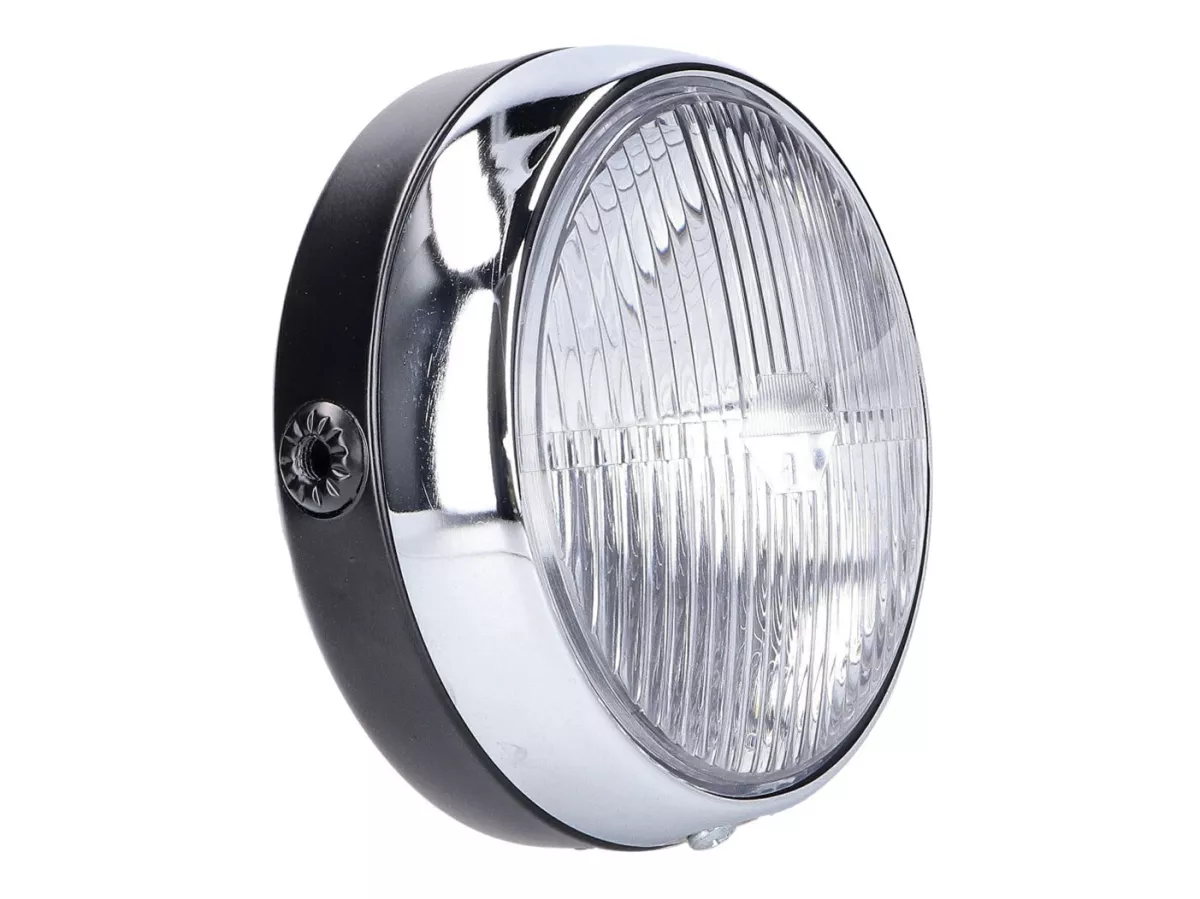 headlight assy round black universal 145mm -101 OCTANE- for moped