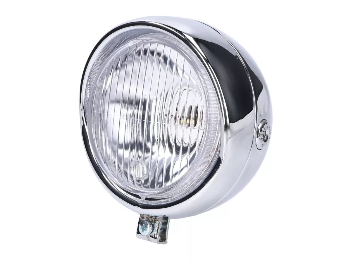 Faro delantero redondo cromado retro universal -101 OCTANE- para Puch, Kreidler, Zündapp y muchos más.
